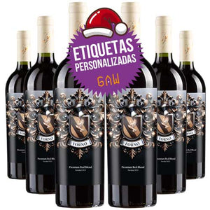 Vino tinto Six Pack Reserva con etiquetas personalizadas